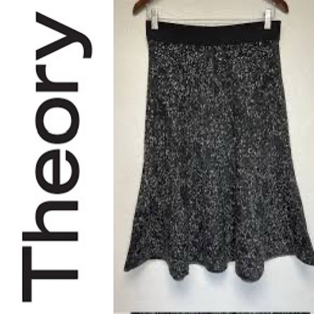 Theory Black and White Midi Skirt